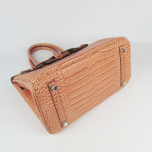 Replica Hermes Birkin 30CM Crocodile Veins Bag Orange 6088 On Sale